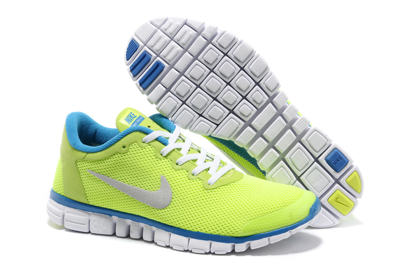 Nike Free 3.0 Femmes Chaussures De Course Bleu Vert
